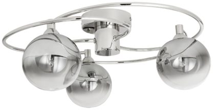 An Image of Argos Home Kensington Glass Flush Ceiling Light - Nickel