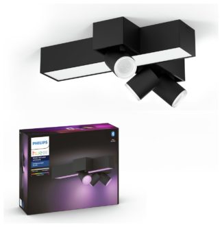 An Image of Philips Hue Centris 3 Light LED Flush Ceiling Light - Black
