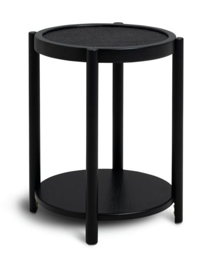 3976a904e1fbc75acc291bc9d3e5cd1b58c6d1ff1828089467ba43173ec5bf11.jpg An Image of Habitat Simone Round Bedside Table - Black