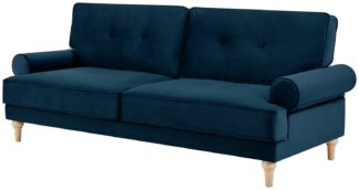 An Image of Habitat Vienna Self Assembly Velvet 3 Seater Sofa - Blue