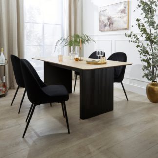 An Image of Georgi 6 Seater Rectangular Dining Table, Black Natural