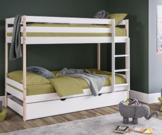 An Image of Nova - Single - Kids Bunk Bed - Trundle Guest Bed - White - Wood - 3ft