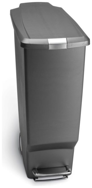 An Image of simplehuman 40 Litre Plastic Slim Pedal Bin - Grey