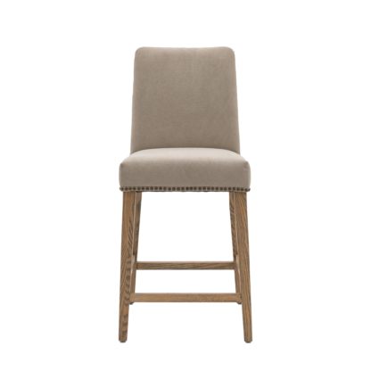 An Image of Rhewl Set of 2 Bar Stools, Linen Grey