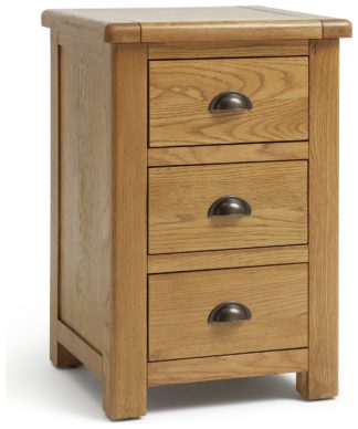 An Image of Habitat Kent 3 Drawer Bedside Table - Oak