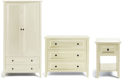 An Image of Habitat Kingham 3 Piece 2 Door Wardrobe Set - Ivory