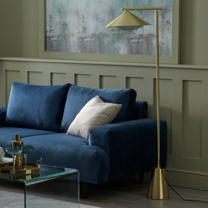 An Image of Habitat Mirage Brass Floor Lamp - Gold