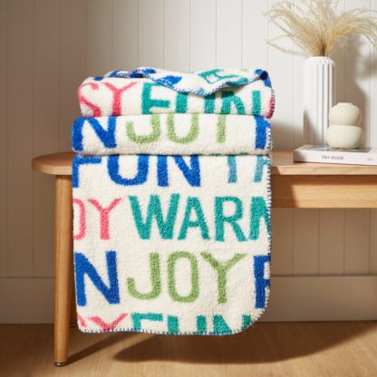 An Image of Slogan Throw MultiColoured