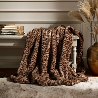 An Image of Leopard Faux Fur Throw Leopard (Brown)