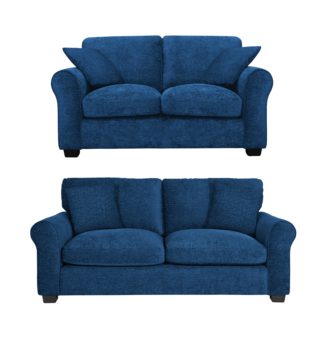 An Image of Argos Home Taylor Fabric 2 Seater & 3 Seater Sofa - Navy