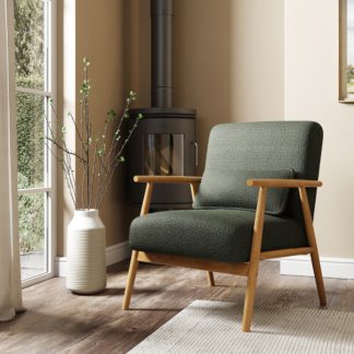 An Image of Spindle Boucle Chair Olive (Green)