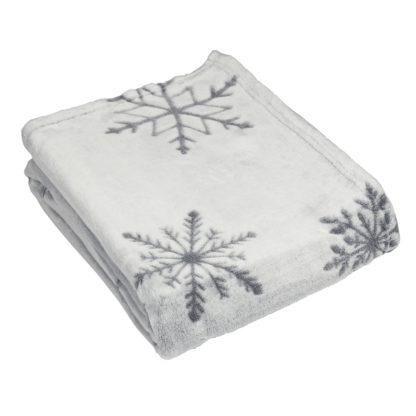 An Image of Snowflake Cut Fleece Throw Silver 140x180 Silver