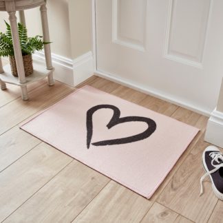 An Image of Heart Washable Printed Mat, 50x75cm Pink