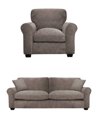 An Image of Argos Home Taylor Fabric Chair & 3 Seater Sofa - Mink