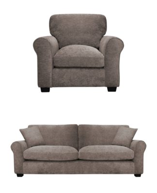 An Image of Argos Home Taylor Fabric Chair & 3 Seater Sofa - Mink