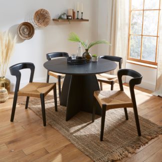 An Image of Effy 4 Seater Round Dining Table Black