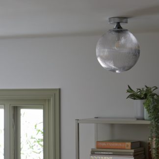 An Image of Habitat Edie Chrome Glass Flush Ceiling Light - Clear