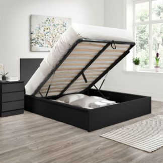 An Image of Oslo - Double - Ottoman Storage Bed - Black - Wooden - 4ft6