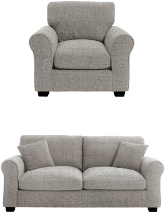An Image of Habitat Lisbon Fabric Chair & 3 Seater Sofa - Grey