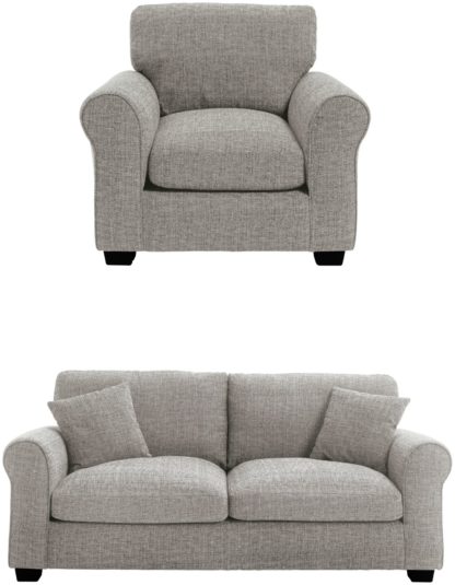 725baf4dffbe25279ce803b5a3449387d0981ffcef8b740225f43549a45194bf.jpg An Image of Habitat Lisbon Fabric Chair & 3 Seater Sofa - Grey