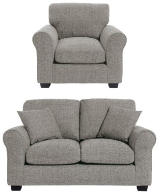 An Image of Habitat Lisbon Fabric Chair & 2 Seater Sofa - Grey