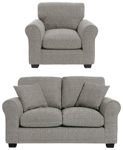 An Image of Habitat Lisbon Fabric Chair & 2 Seater Sofa - Grey