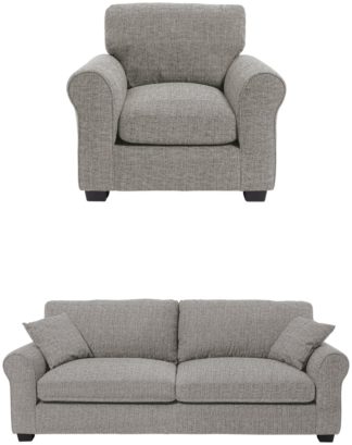 An Image of Habitat Lisbon Fabric Chair & 4 Seater Sofa - Grey