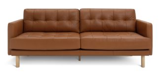 An Image of Habitat Newell Leather 3 Seater Sofa - Tan