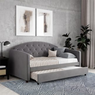 An Image of Aspen Velvet Daybed with Trundle Grey