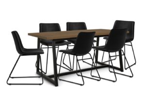 An Image of Habitat Nomad Metal Dining Table & 6 Joey Black Chairs