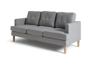 An Image of Habitat Joshua Fabric 3 Seater Sofa - Light Grey