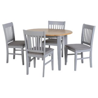 An Image of Oxford Oval Extendable Dining Table with 4 Chairs, Grey Grey