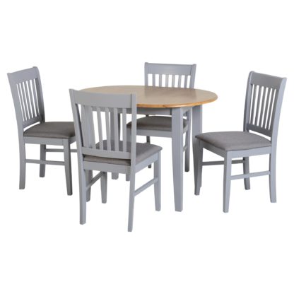 An Image of Oxford Oval Extendable Dining Table with 4 Chairs, Grey Grey