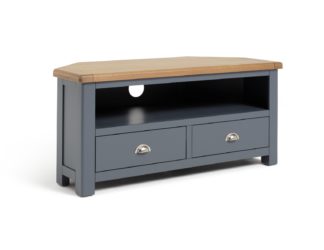 An Image of Habitat Kent 2 Drawer Corner TV Unit - Grey & Oak