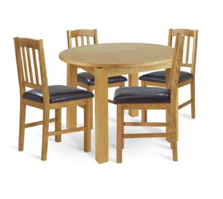 An Image of Argos Home Ashwell Oak Dining Table & 4 Slatted Chairs