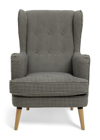 An Image of Habitat Callie Fabric Wingback Chair - Black & White