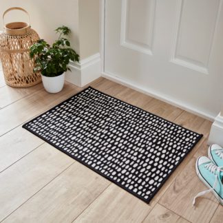 An Image of Dotty Washable Printed Mat, 50x75cm Black