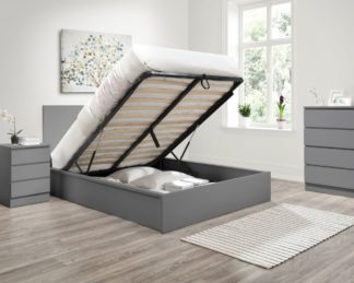 An Image of Oslo - King Size - Ottoman Storage Bed - Grey - Wooden - 5ft