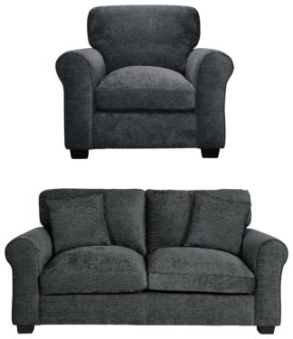 An Image of Argos Home Taylor Fabric Chair & 2 Seater Sofa - Charcoal