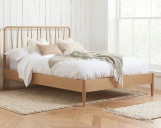 An Image of Jesper - Double - Spindle Bed - Oak - Wooden - 4ft6