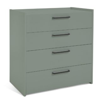 An Image of Habitat Oldham Wide 4 Chest of Drawer - Green