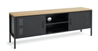 An Image of Habitat Stevie 2 Door TV Unit - Grey