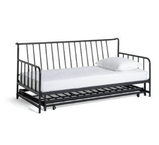 An Image of Habitat Kanso Metal Guest Bed and 2 Mattresses - Black