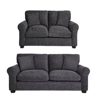 An Image of Argos Home Taylor Fabric 2 Seater & 3 Seater Sofa - Charcoal