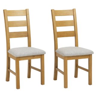 An Image of Argos Home Ashwell Pair of Solid Wood Dining Chairs - Oak