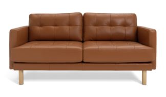 An Image of Habitat Newell Leather 2 Seater Sofa - Tan