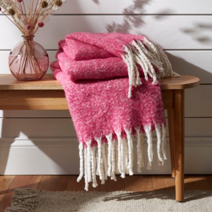 An Image of Mohair Throw 130cm x 180cm Fuchsia