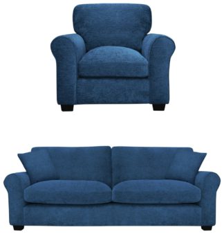 An Image of Argos Home Taylor Fabric Chair & 4 Seater Sofa - Navy