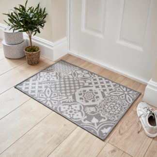 An Image of Purity Tile Washable Printed Mat, 50x75cm Grey
