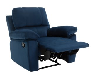 An Image of Toby Velvet Manual Recliner Chair - Navy